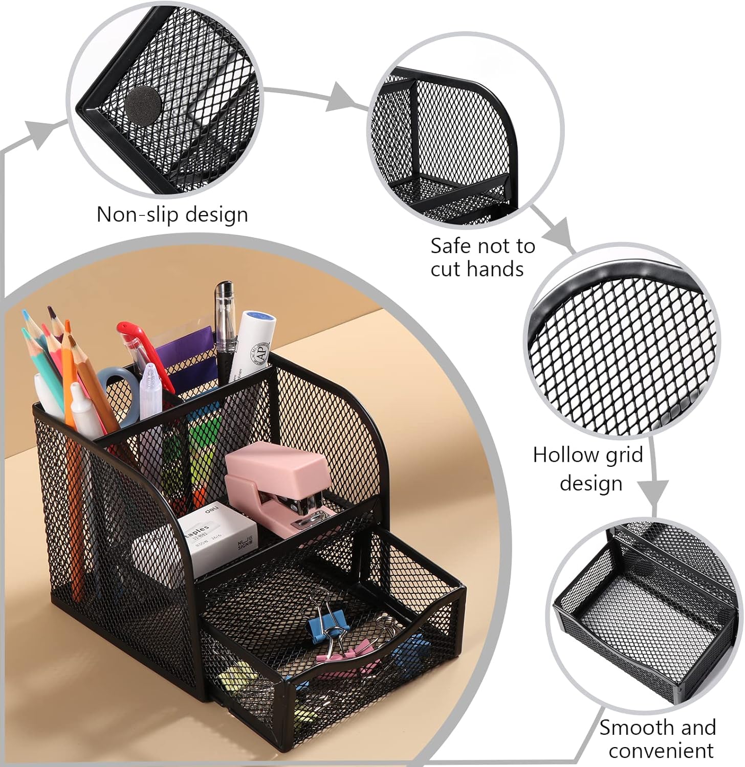 Organisateur de Bureau Métallique avec Tiroir – Image 4
