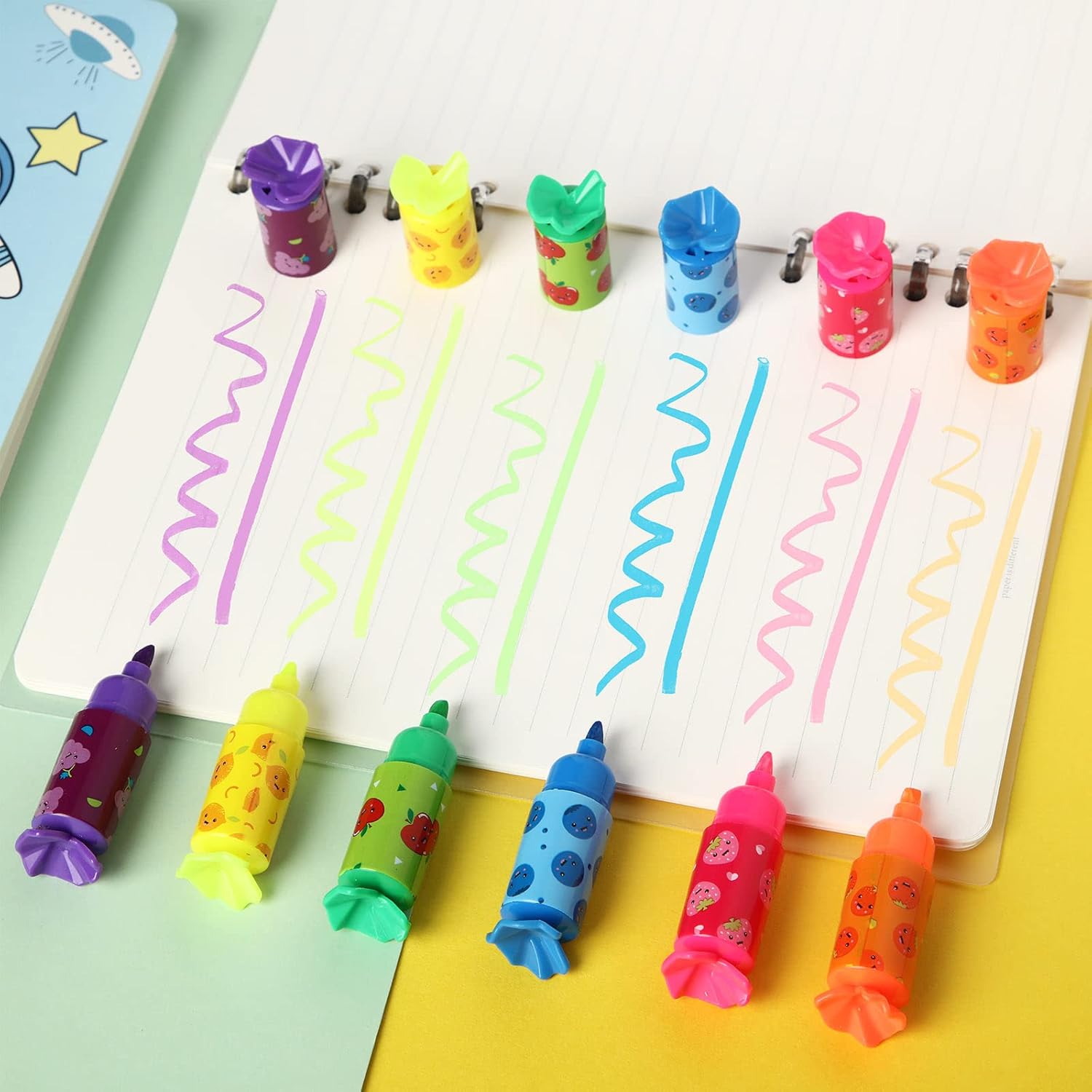 Pack de 6 Stylos Surligneurs Bonbon Fruités – Image 4