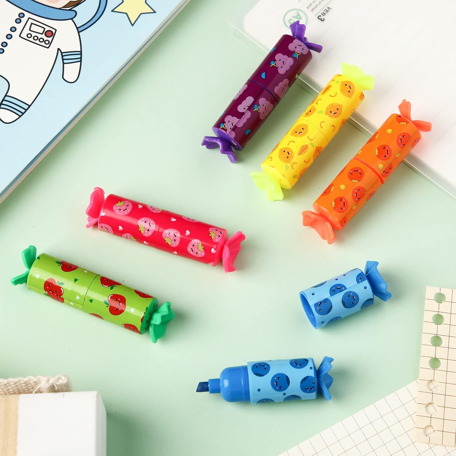 Pack de 6 Stylos Surligneurs Bonbon Fruités – Image 6