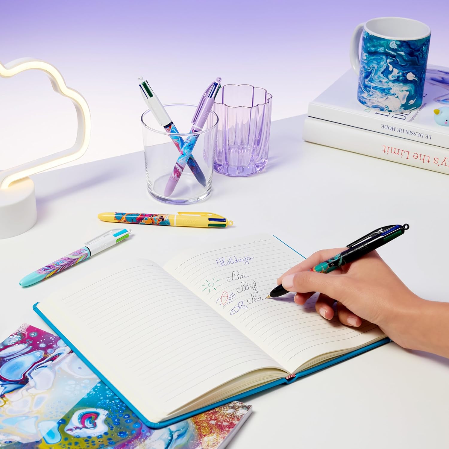 Stylos BIC 4 Couleurs Hydro Dipping - Lot de 5 – Image 4