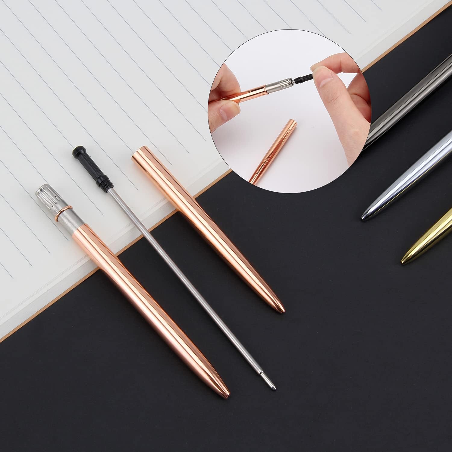 Stylo à Bille Métal 4 Pièces Rotation 2 Têtes – Image 5