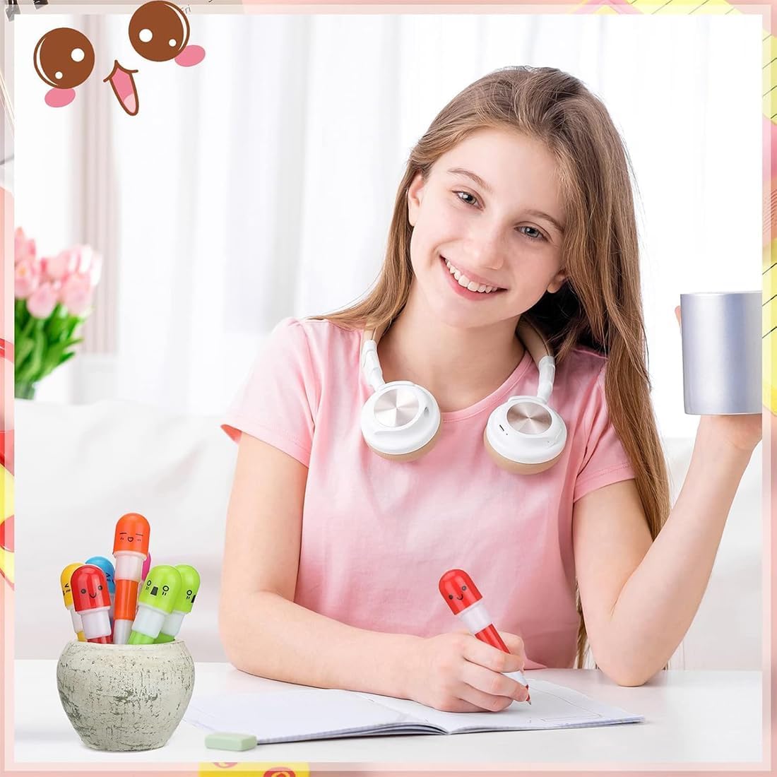 12 Stylos Rétractables Mini Vitamines - 6 Couleurs – Image 2