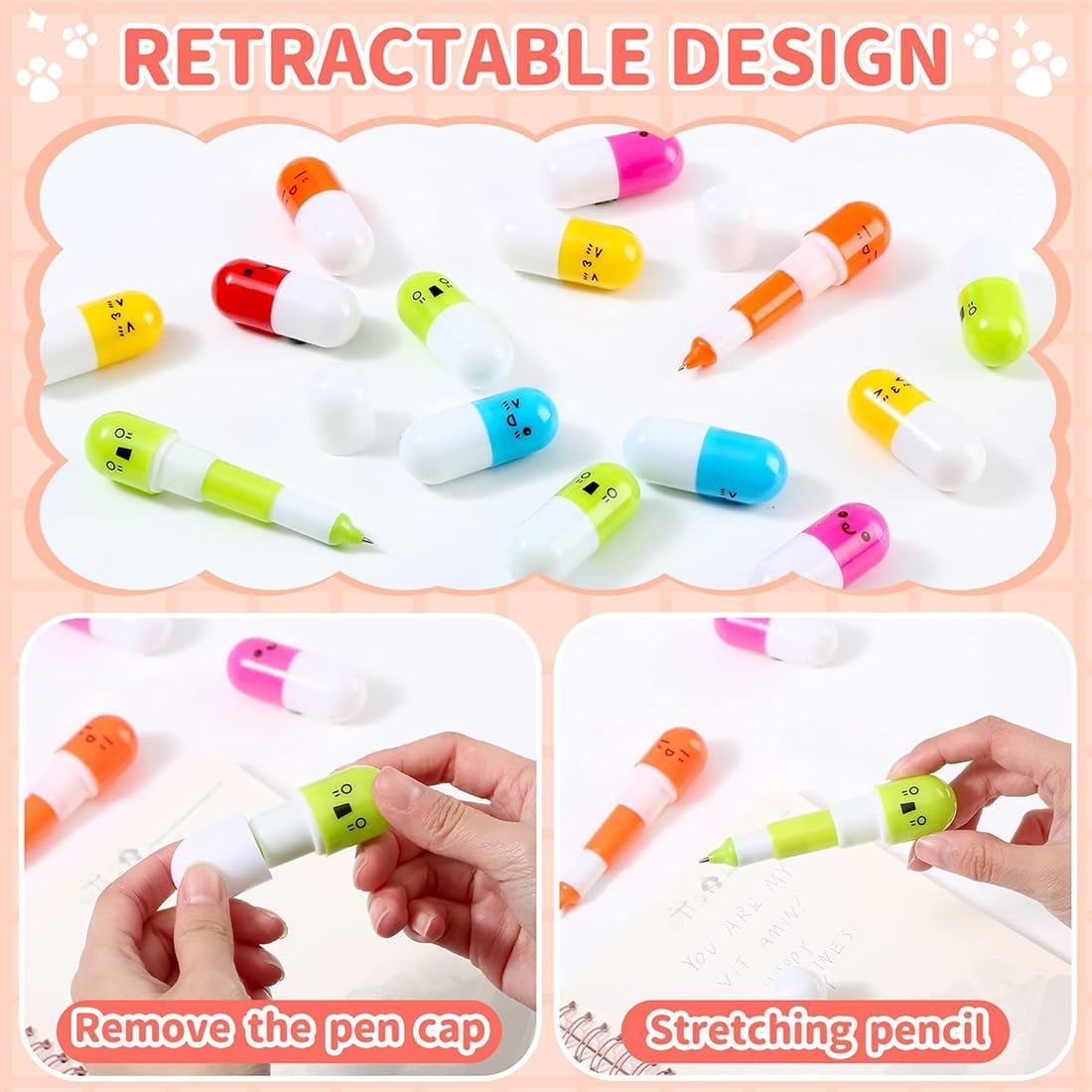 12 Stylos Rétractables Mini Vitamines - 6 Couleurs – Image 5