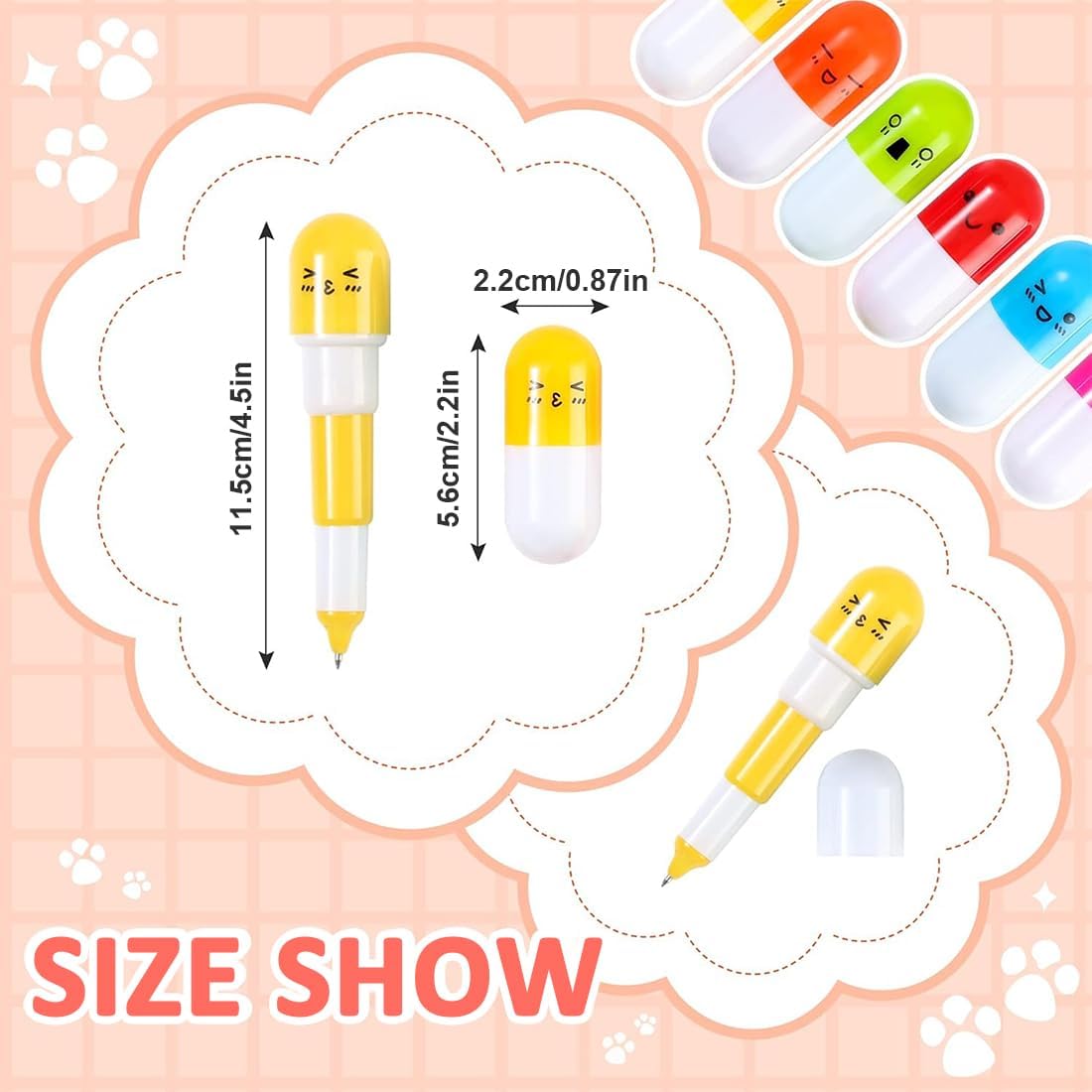12 Stylos Rétractables Mini Vitamines - 6 Couleurs – Image 6