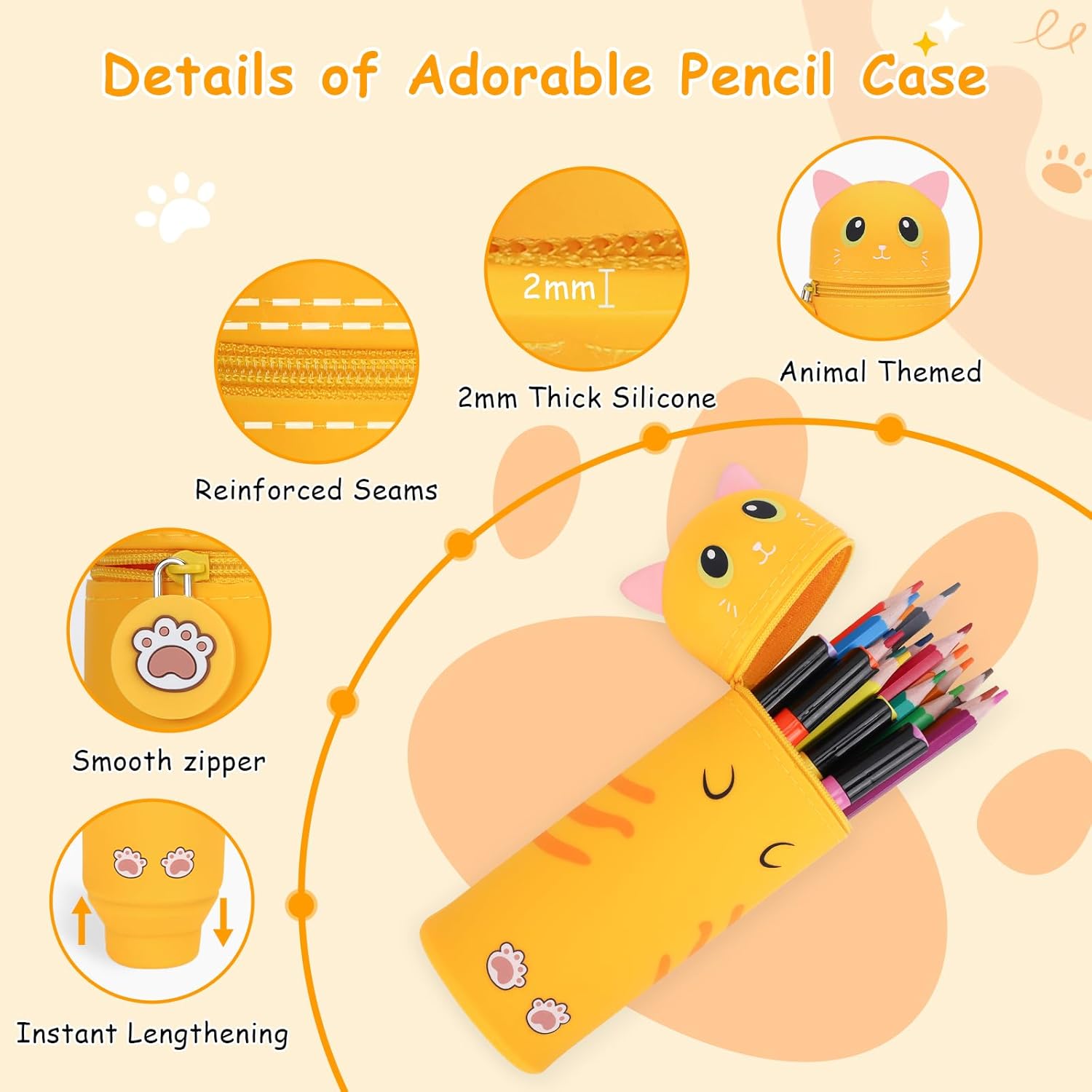 Trousse Extensible Kawaii Orange Cat 2 en 1 – Image 2