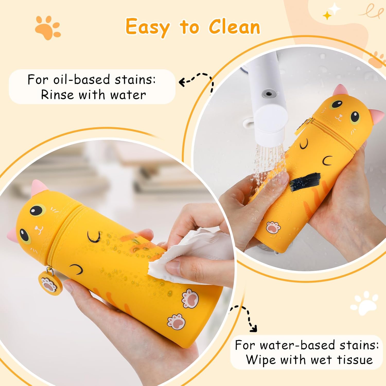 Trousse Extensible Kawaii Orange Cat 2 en 1 – Image 4