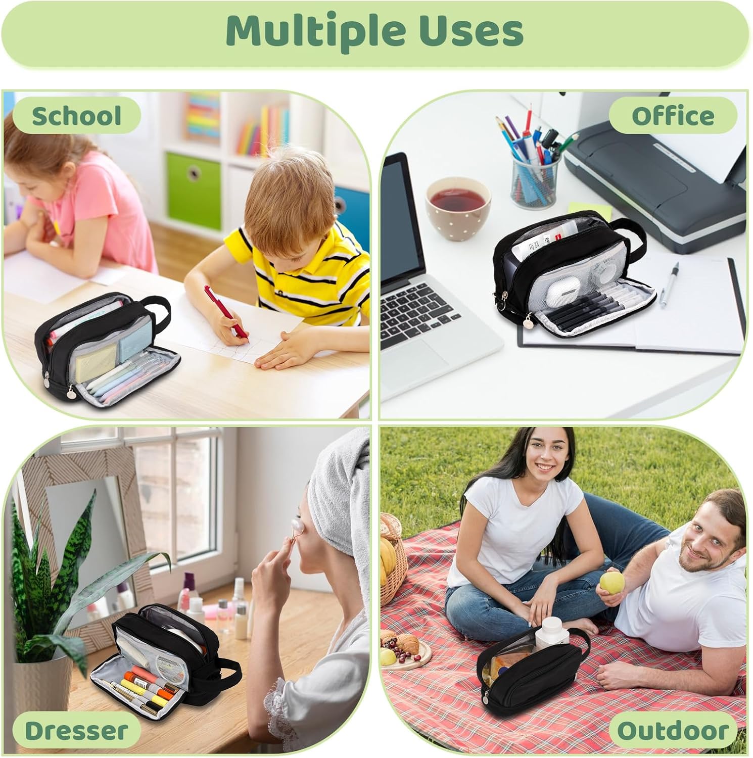 Trousse Scolaire Grande Capacité 3 Compartiments – Image 6