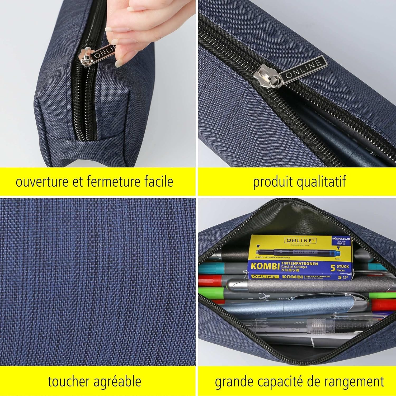 Trousse Scolaire Bleue Grande Capacité Blue Shadow – Image 2