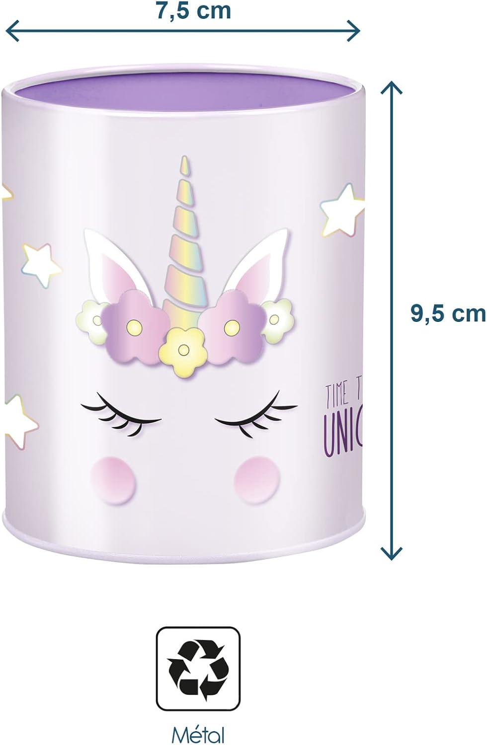 Pot à Crayons Licorne Métal Violet – Image 2