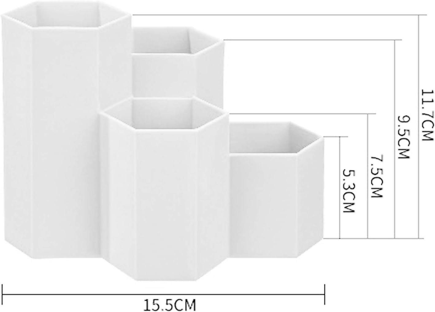 Porte-stylo hexagonal multi-usages en plastique blanc – Image 2