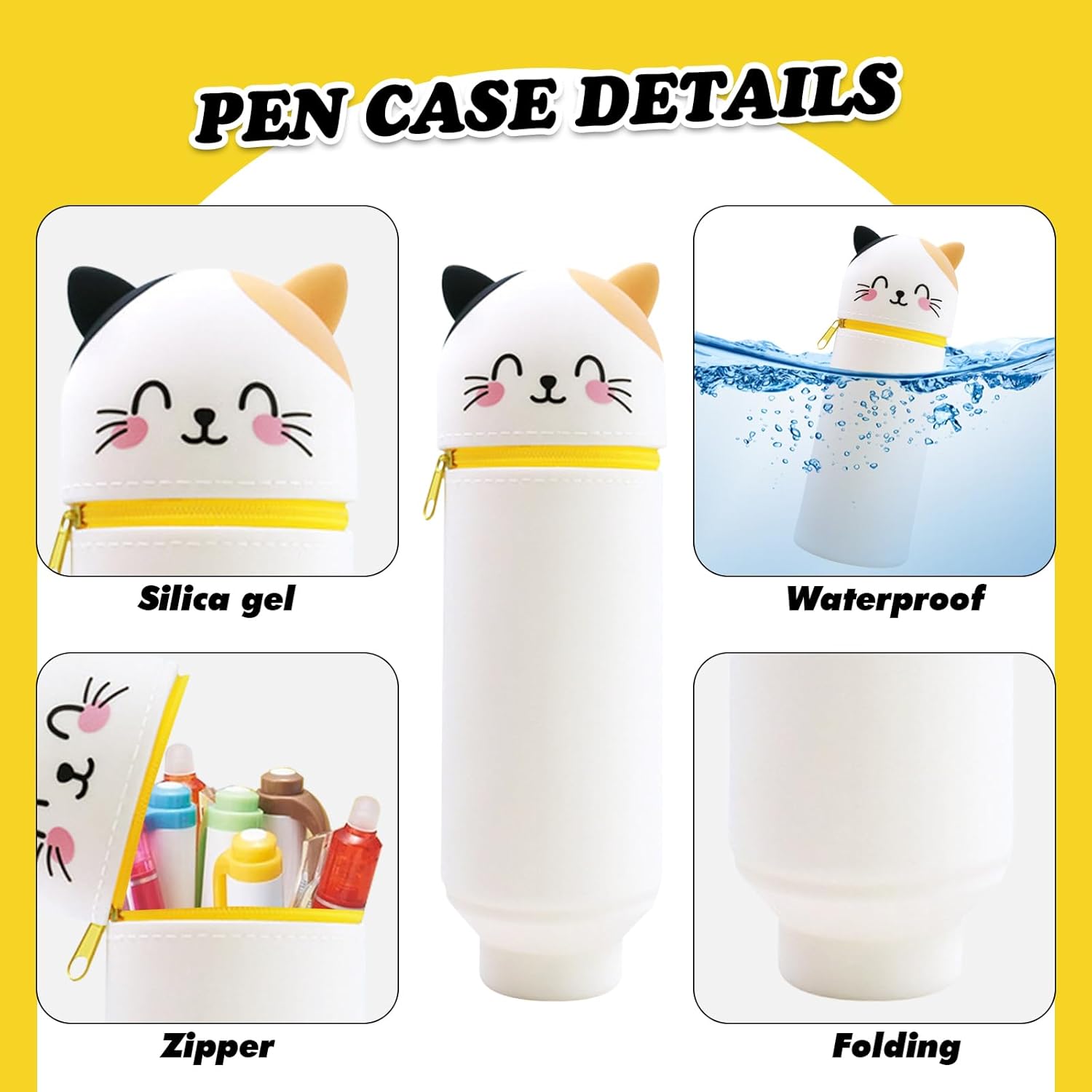 Trousse en Silicone Souple Motif Chat à Pois – Image 6