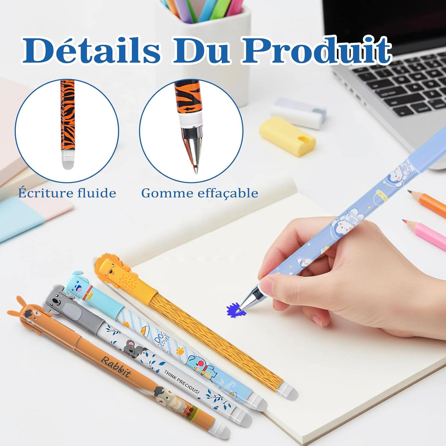 Stylos Animaux Effaçables - Lot de 18 Couleurs – Image 3