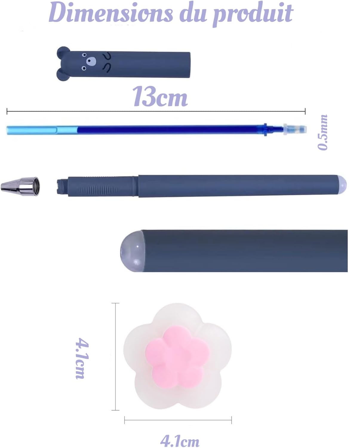 Lot de 12 stylos gel effaçables pour écrire et étudier – Image 3