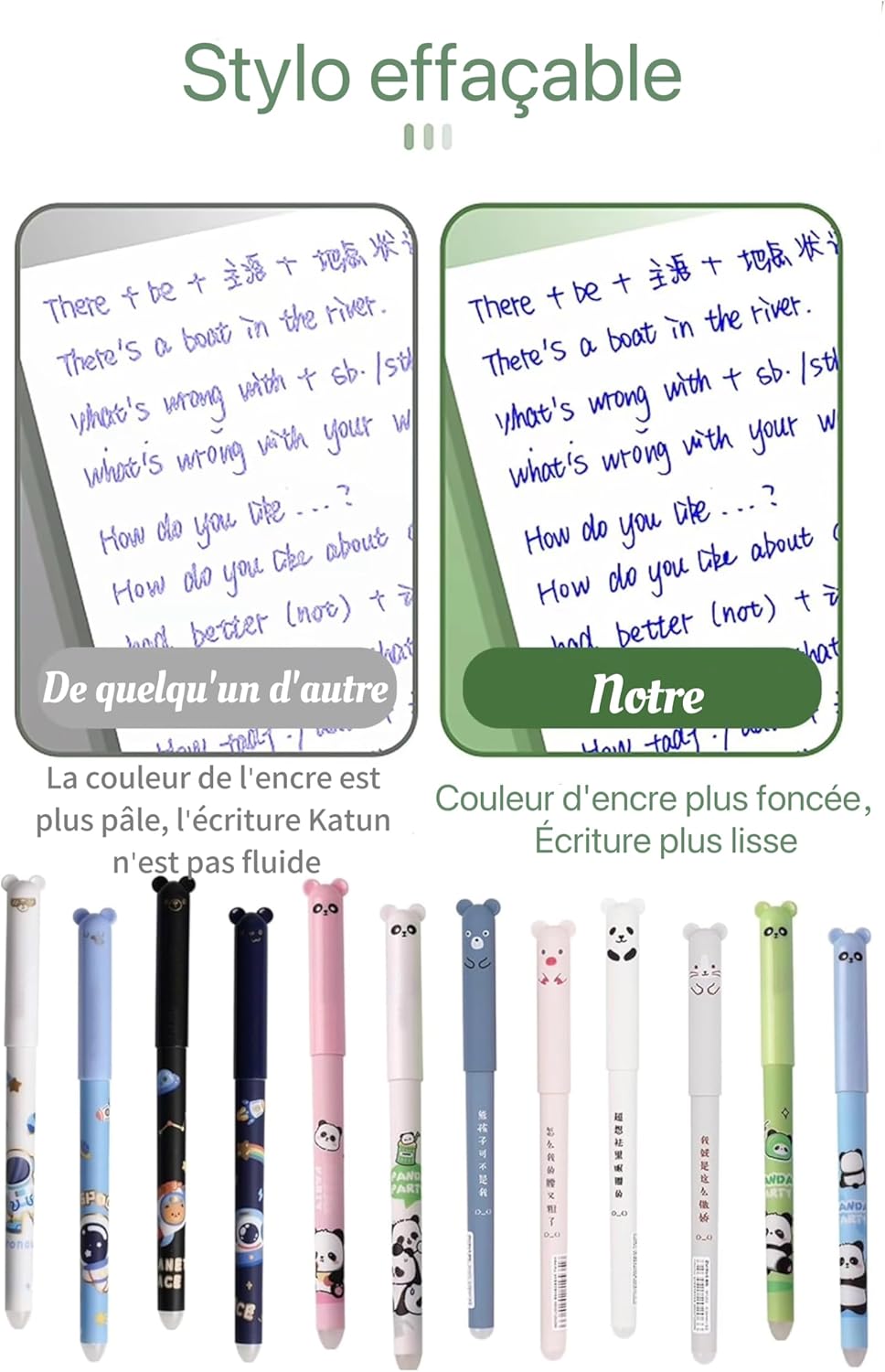 Lot de 12 stylos gel effaçables pour écrire et étudier – Image 4