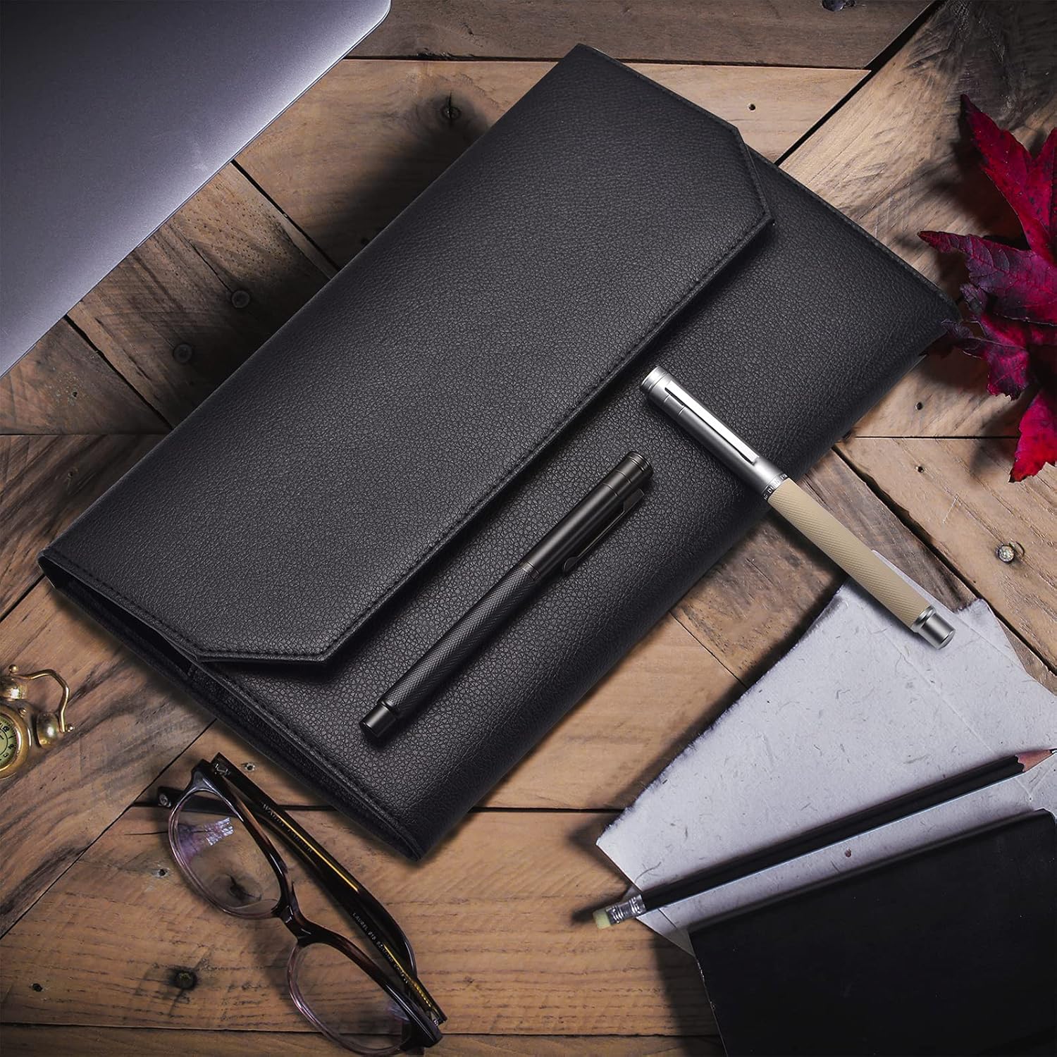 Étui en Cuir PU Noir pour 12 Stylos Plume – Image 6
