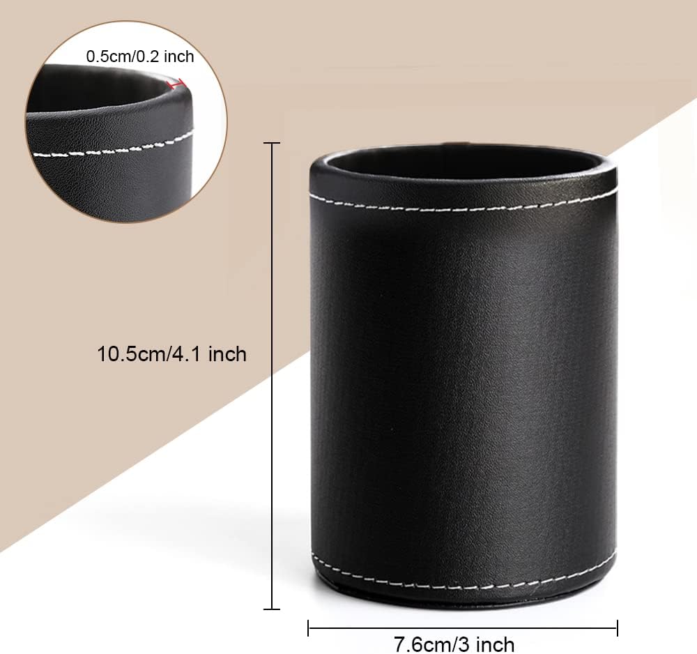 Pot à Crayon en Cuir PU Rond - Bureau & École – Image 3