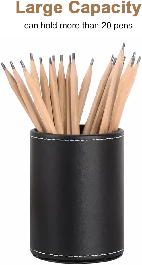 Pot à Crayon en Cuir PU Rond - Bureau & École – Image 4