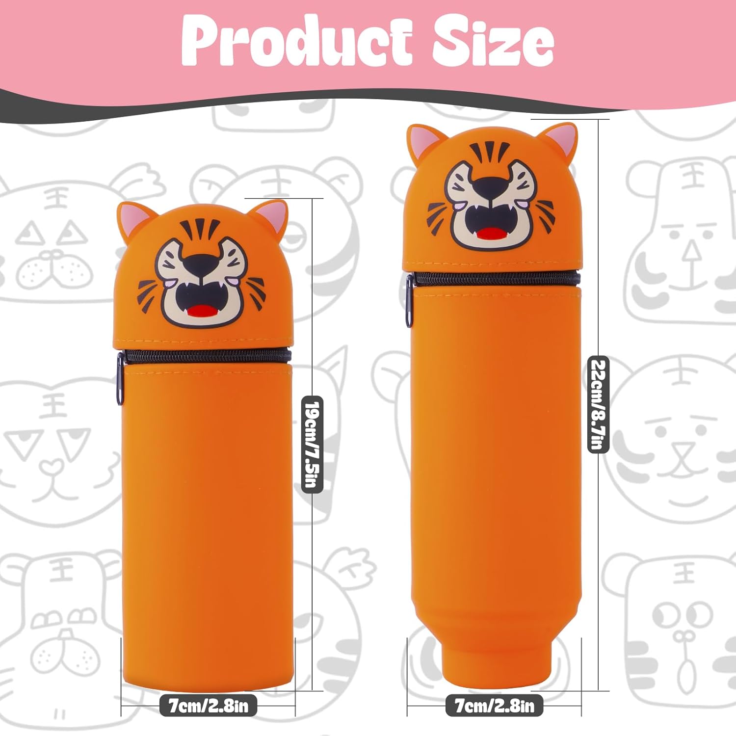 Trousse Télescopique Kawaii Tigre Étui Scolaire – Image 2