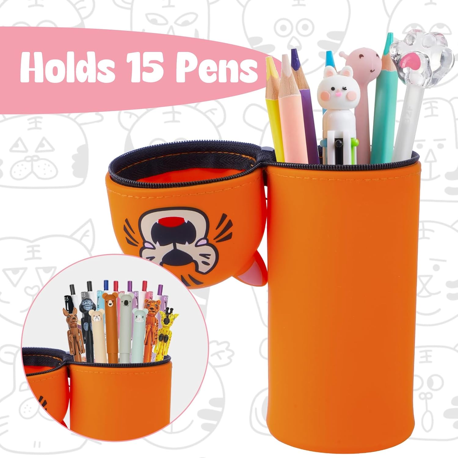 Trousse Télescopique Kawaii Tigre Étui Scolaire – Image 3