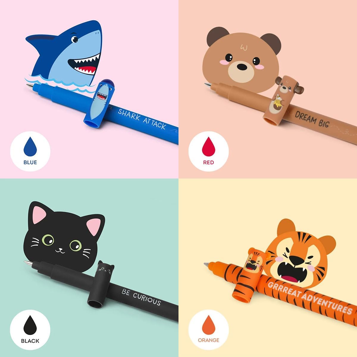 Lot de 10 Stylos Gel Effaçables Animaux – Image 3
