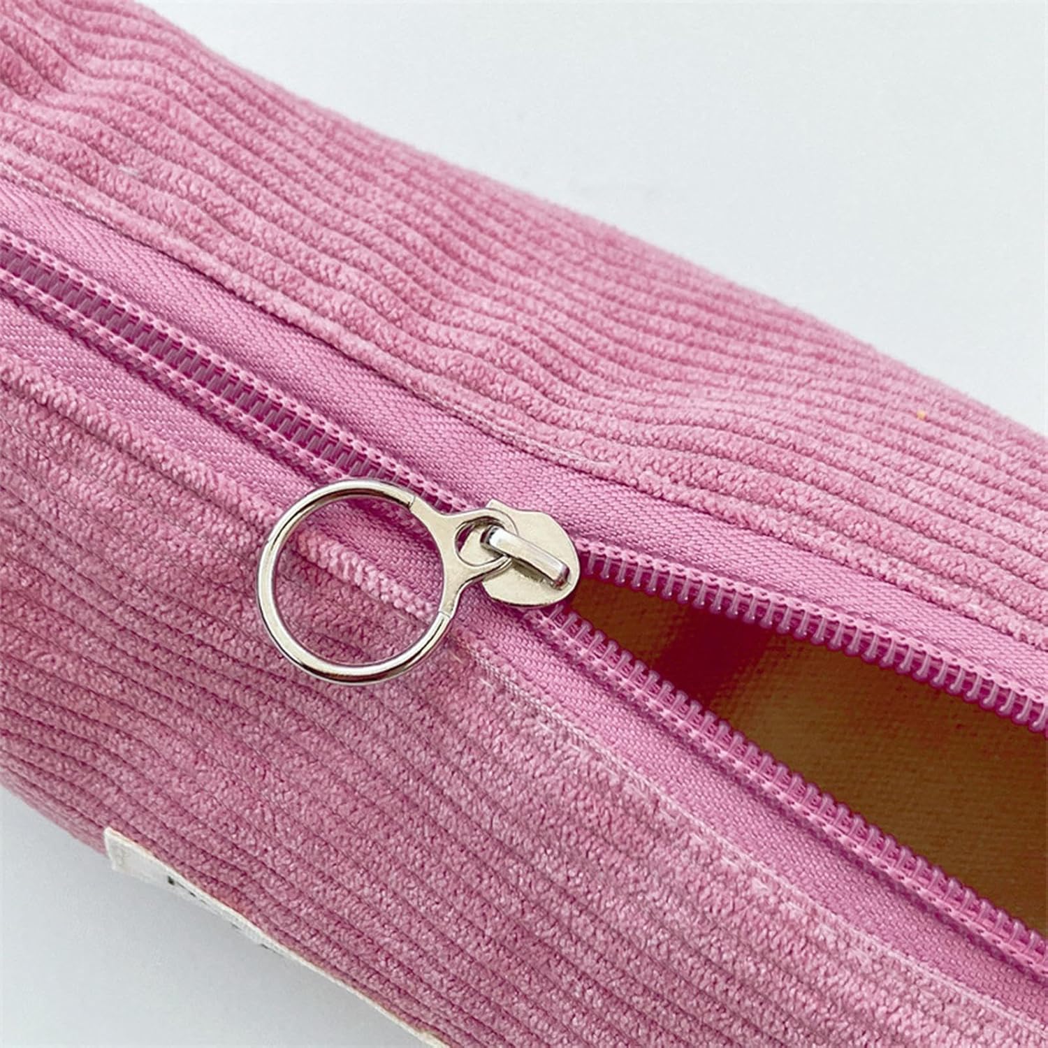Trousse à Crayons en Velours Côtié - Rose Élégant – Image 4