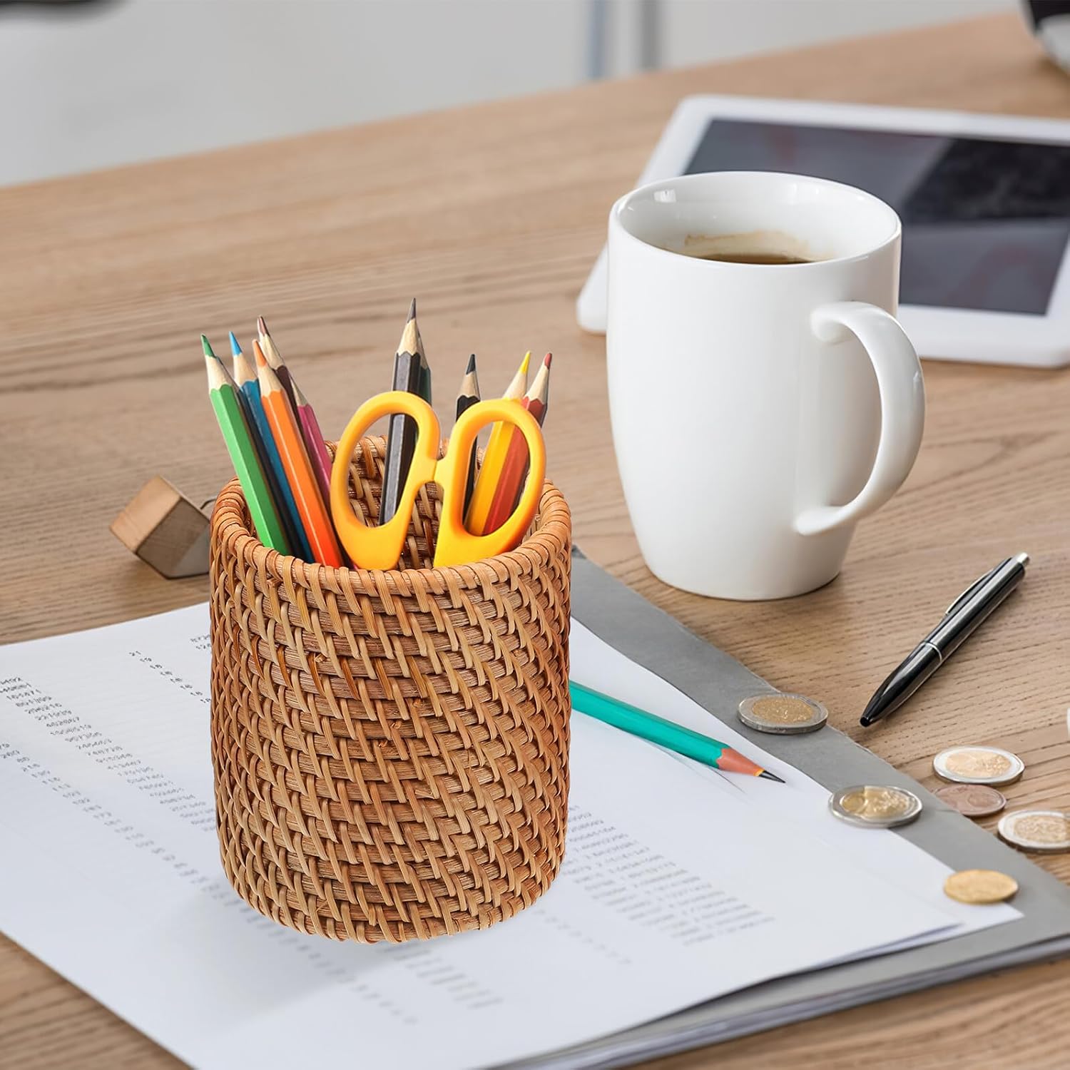 Pots à Crayons en Bois Tressé - Lot de 2 – Image 6