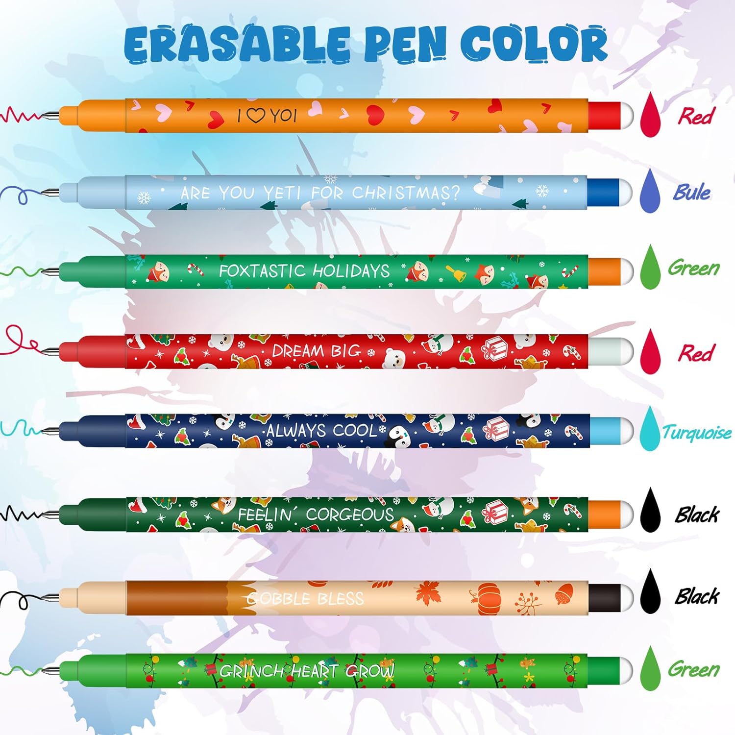 Stylos gel effaçables - 16 couleurs variées – Image 3