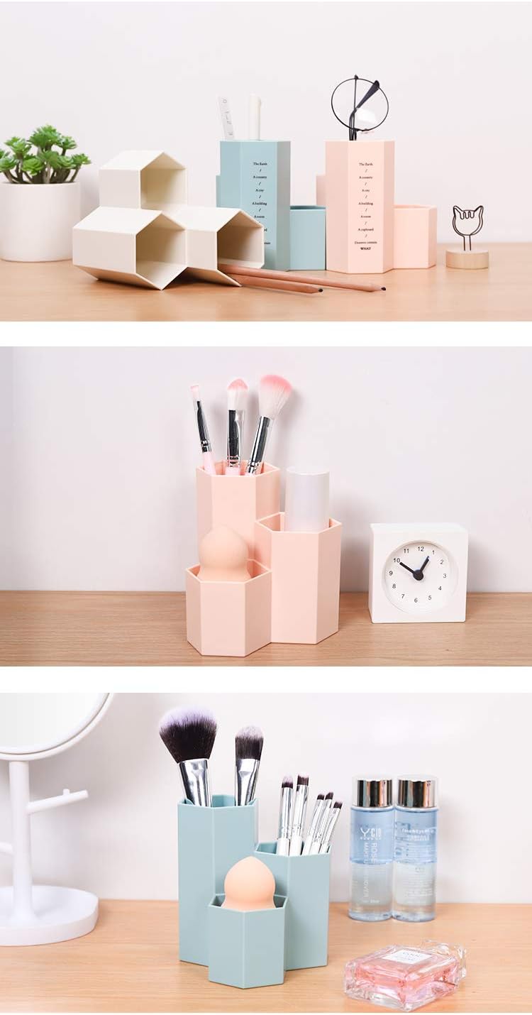 Pot Hexagonal Multifonction Rose pour Bureau – Image 4