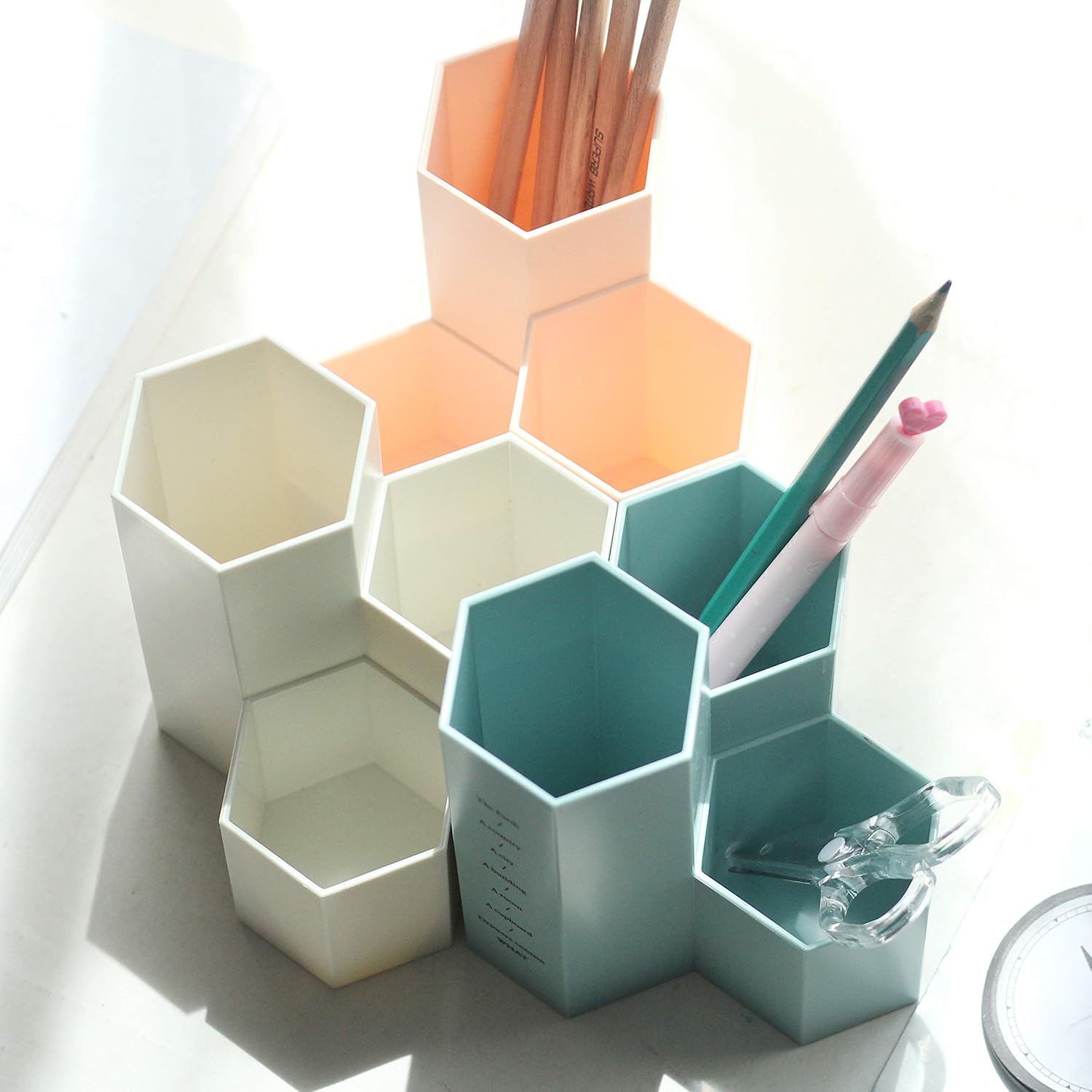 Pot Hexagonal Multifonction Rose pour Bureau – Image 5