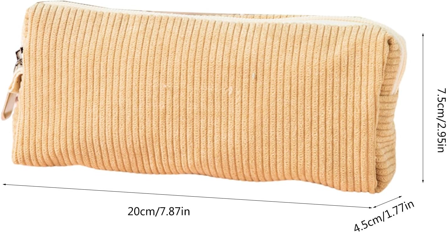 Trousse Velours Côtelé Grande Capacité avec Fermeture Éclair – Image 6