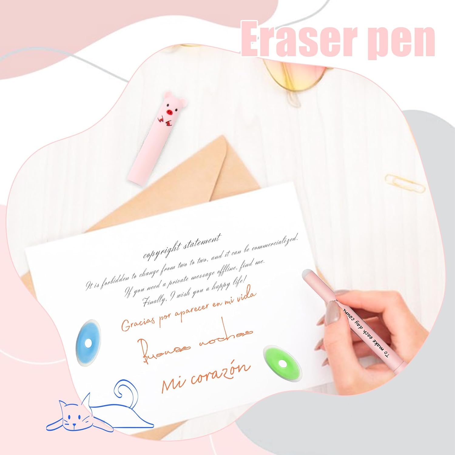 Stylos Gel Effaçables Kawaii – 12 pcs avec Recharges et Gommes – Image 5