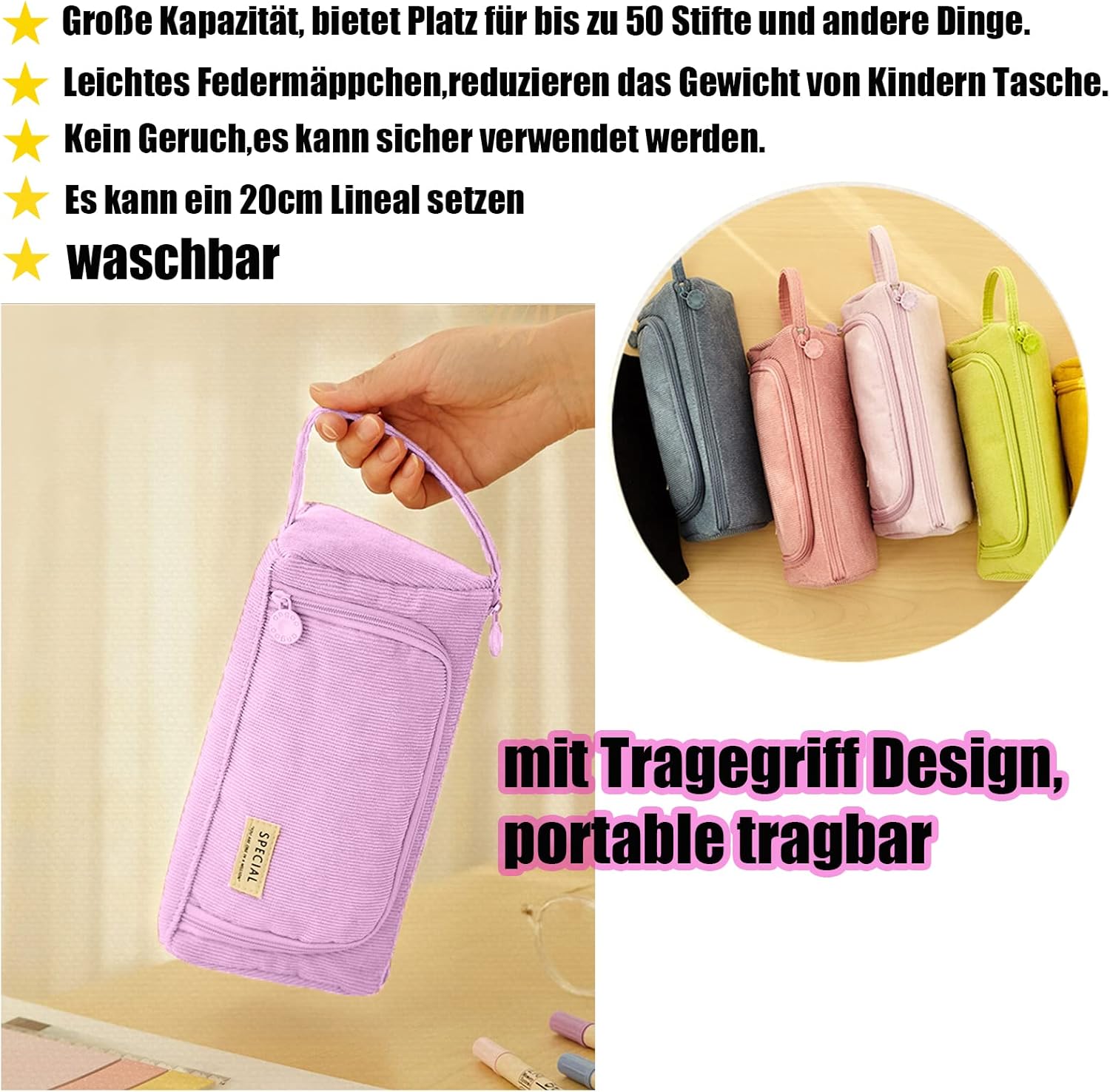 Trousse à Crayons Multifonctionnelle Violet Clair – Image 5