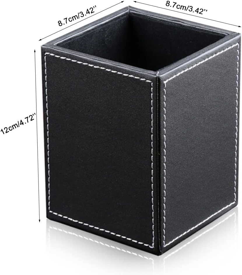 Pot à Crayons en Cuir Synthétique Noir – Image 3