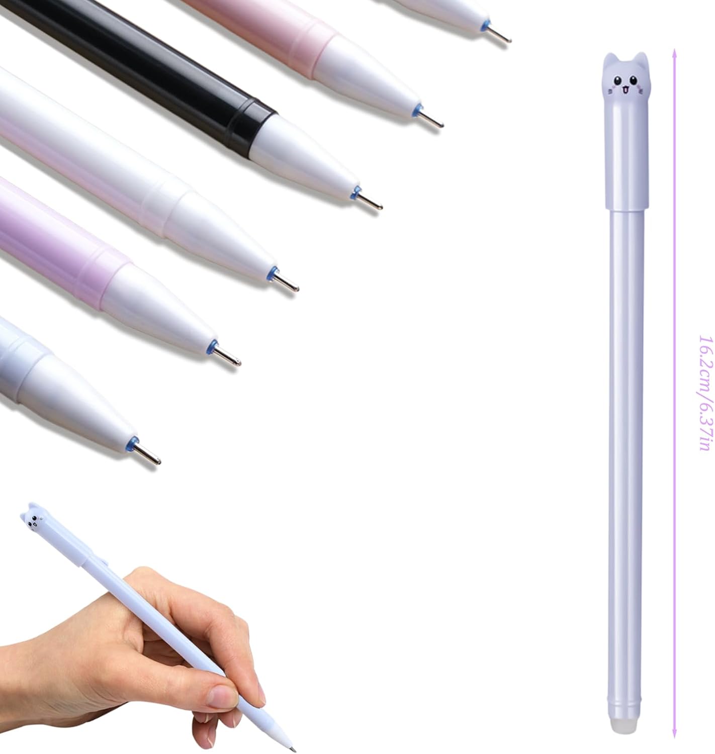 Stylos à Bille Effaçables Chat Mignon - Lot de 6 – Image 2