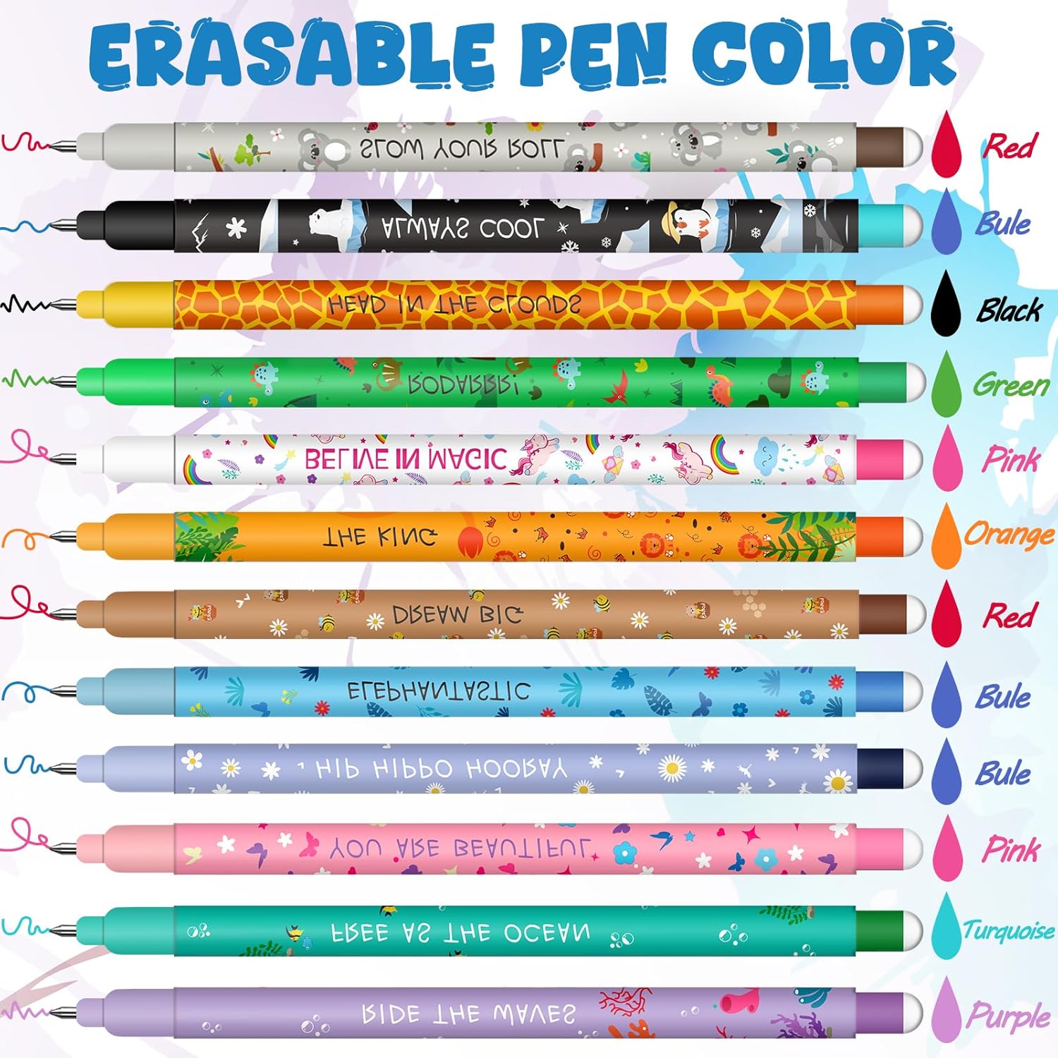 Lot Kawaii : Trousse Souple + 12 Stylos Gel Effaçables – Image 4