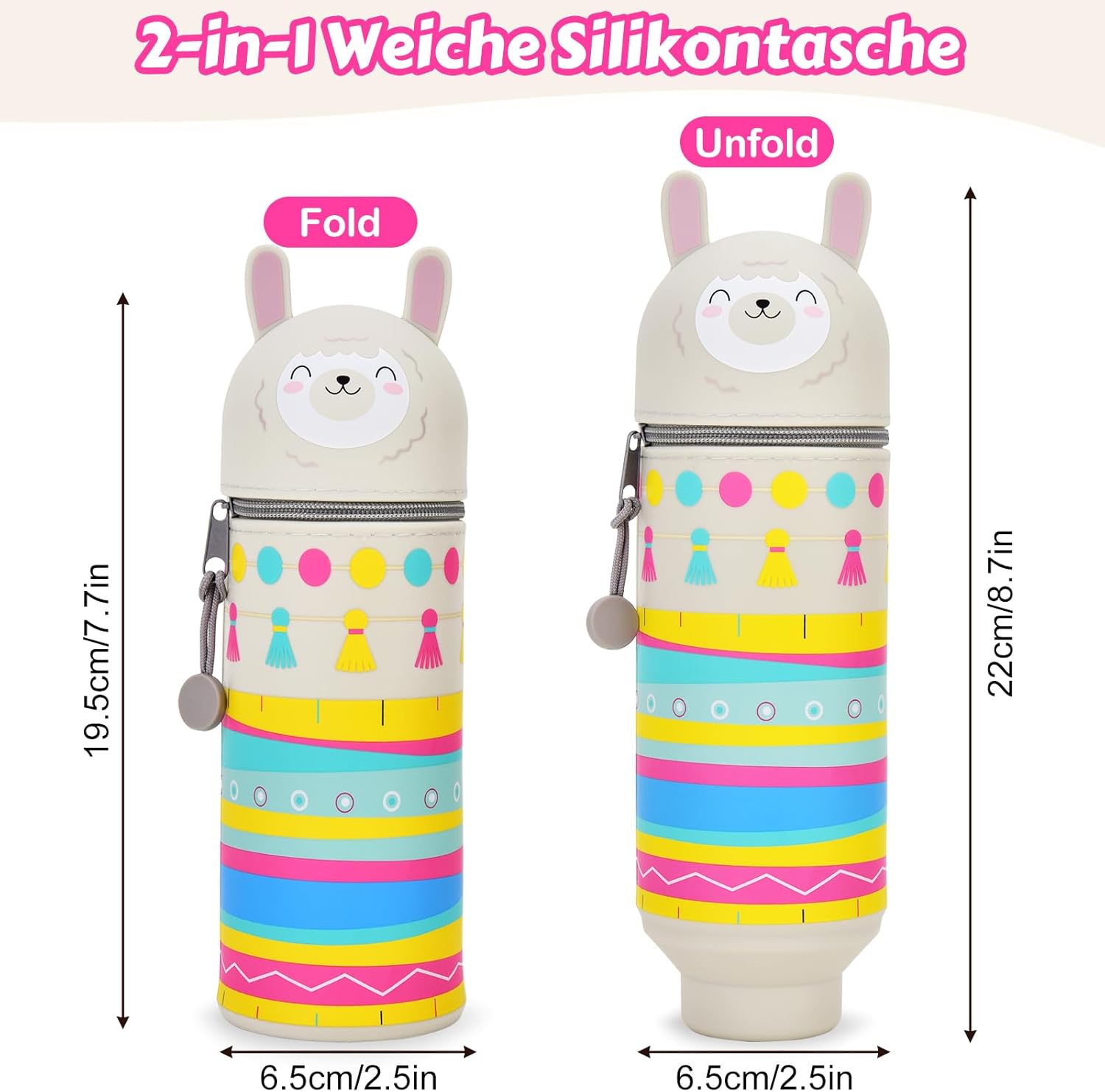 Trousse Kawaii Lama 2-en-1 en Silicone Souple – Image 2