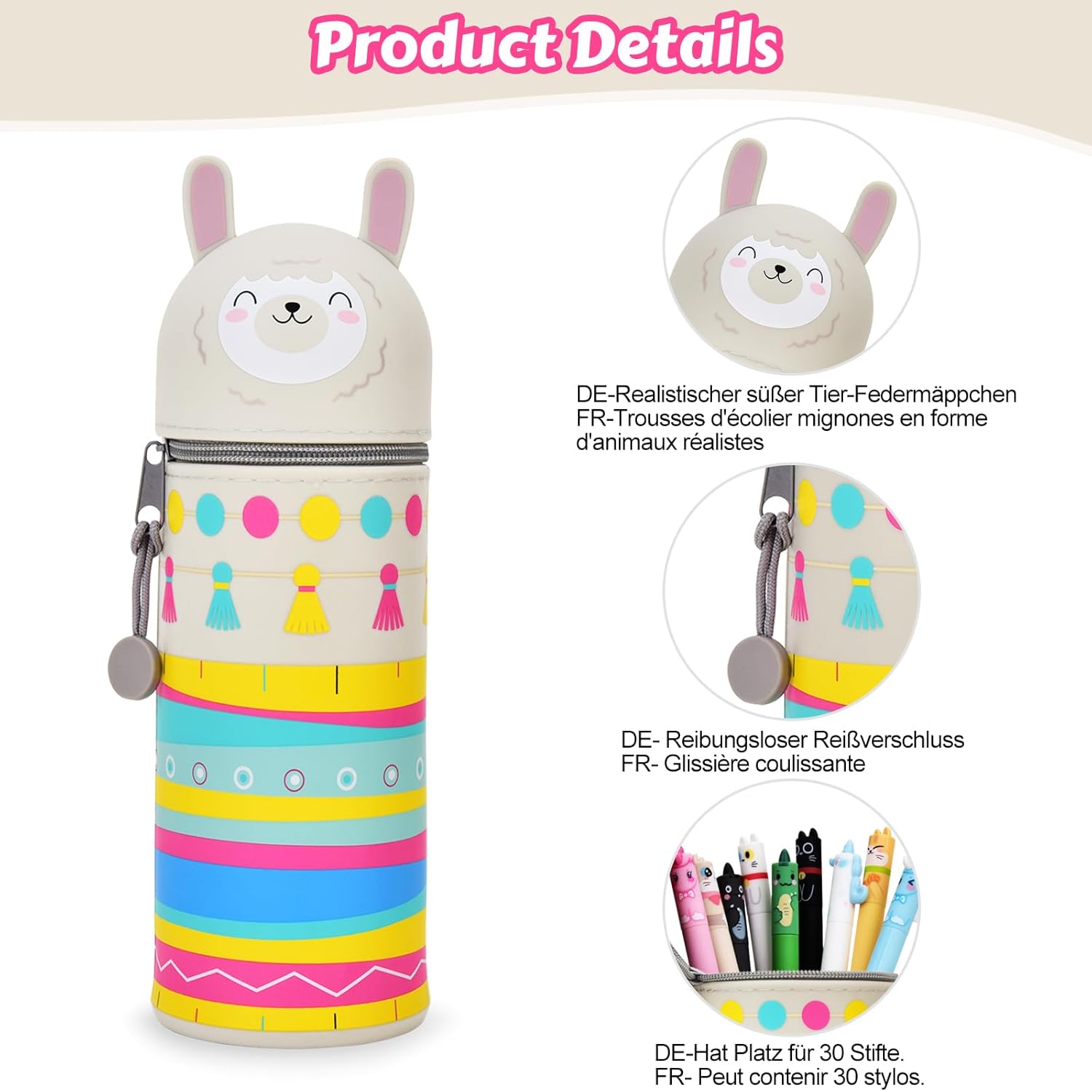 Trousse Kawaii Lama 2-en-1 en Silicone Souple – Image 3