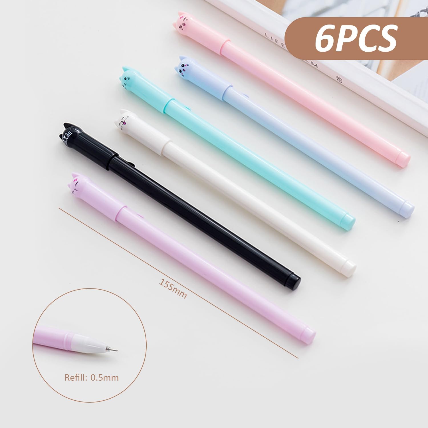 Stylos Gel Chats - Lot de 6 Colorés pour Filles – Image 2