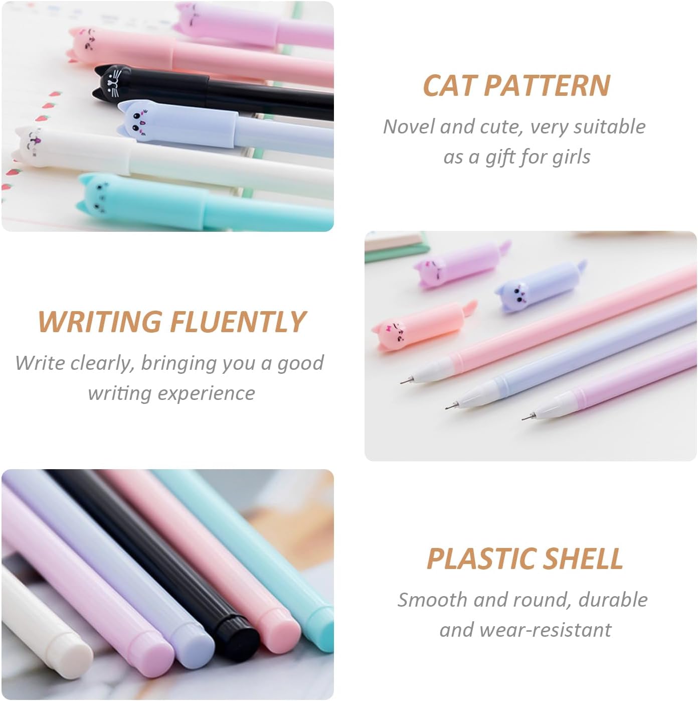 Stylos Gel Chats - Lot de 6 Colorés pour Filles – Image 3