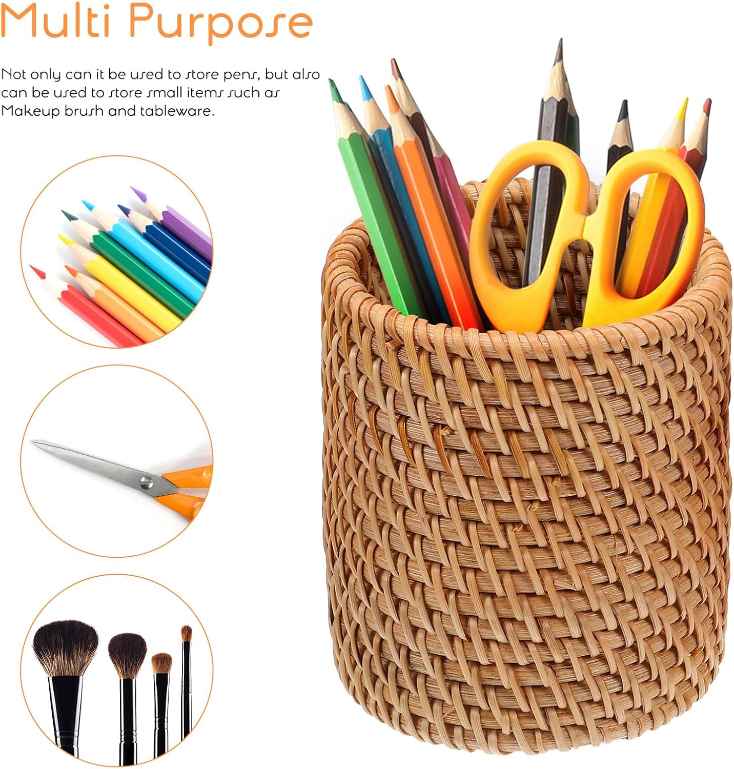 Lot de 2 Pots à Crayons en Osier Naturel – Image 4