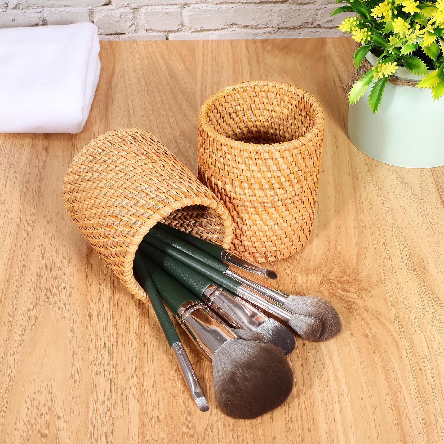 Lot de 2 Pots à Crayons en Osier Naturel – Image 5