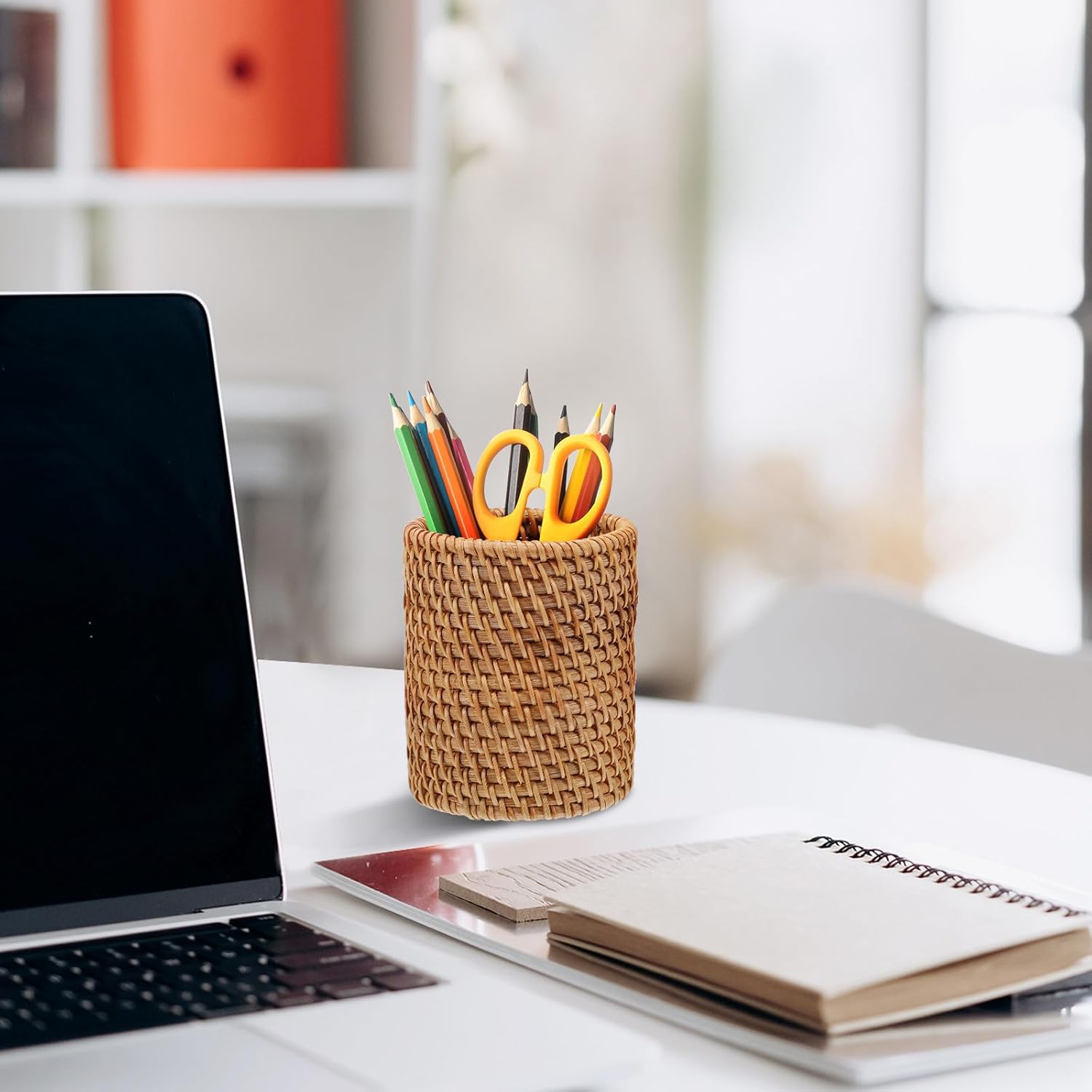 Lot de 2 Pots à Crayons en Osier Naturel – Image 6