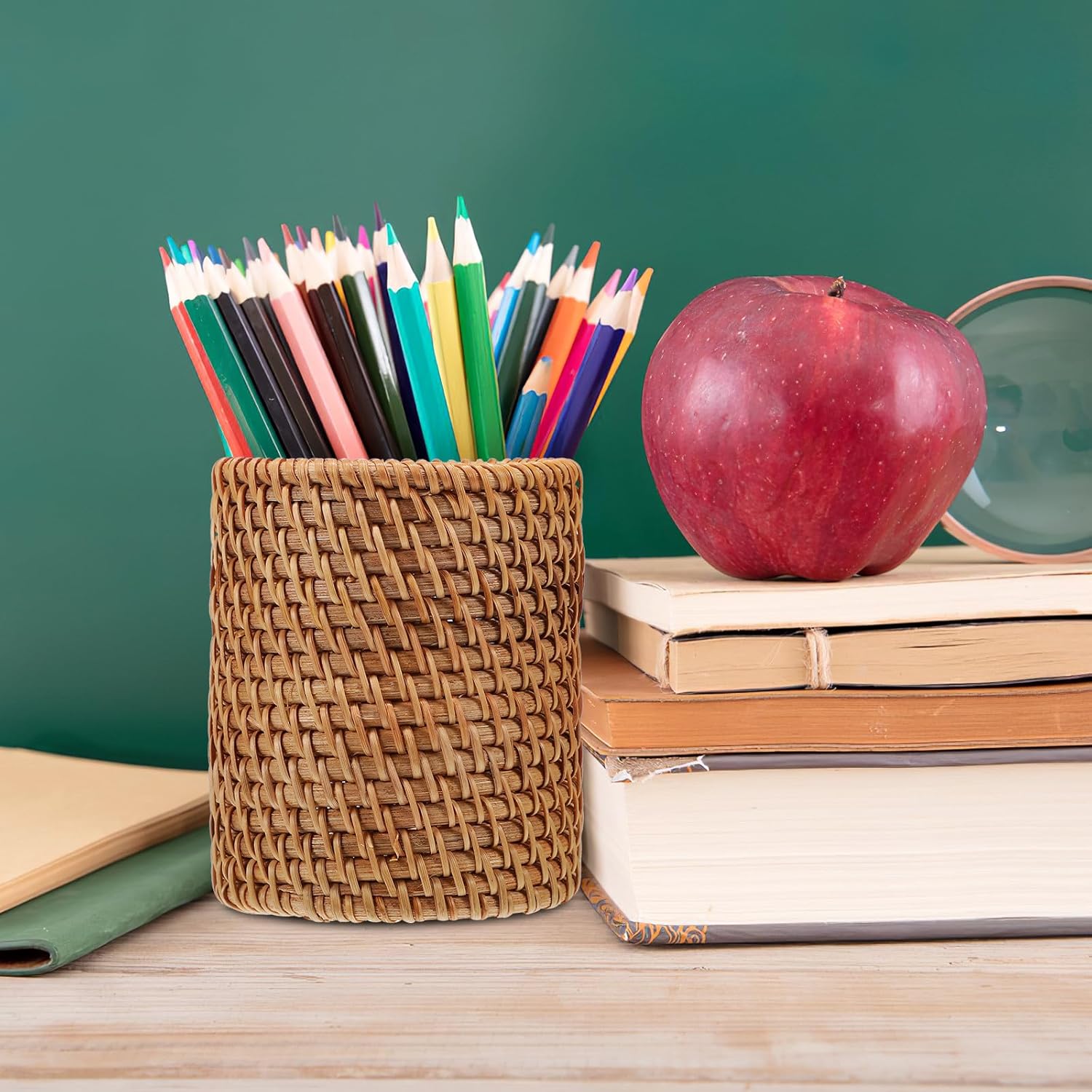 Lot de 2 Pots à Crayons en Osier Naturel – Image 8