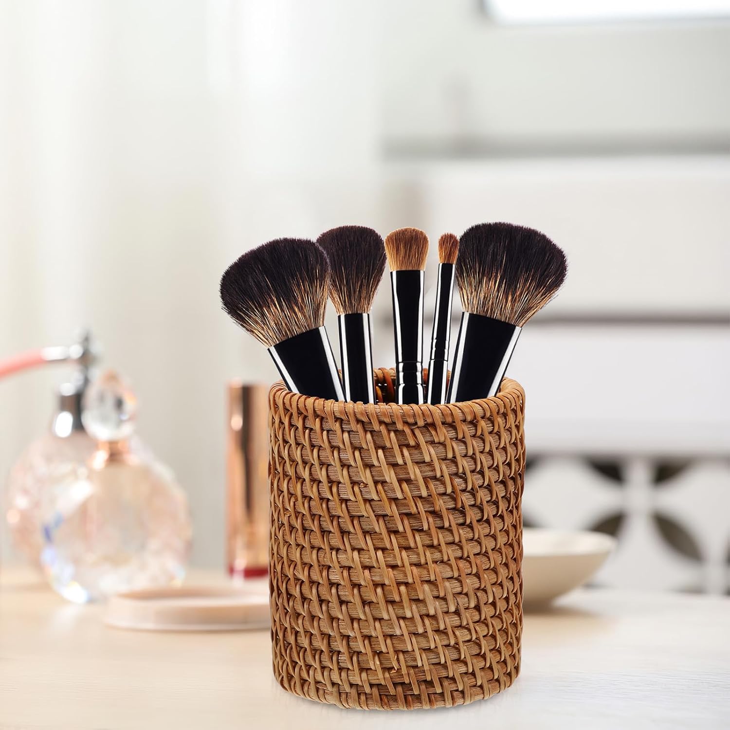 Lot de 2 Pots à Crayons en Osier Naturel – Image 9