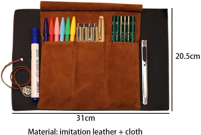 Trousse en Cuir Vintage Brun - Étui à Crayons Polyvalent – Image 2