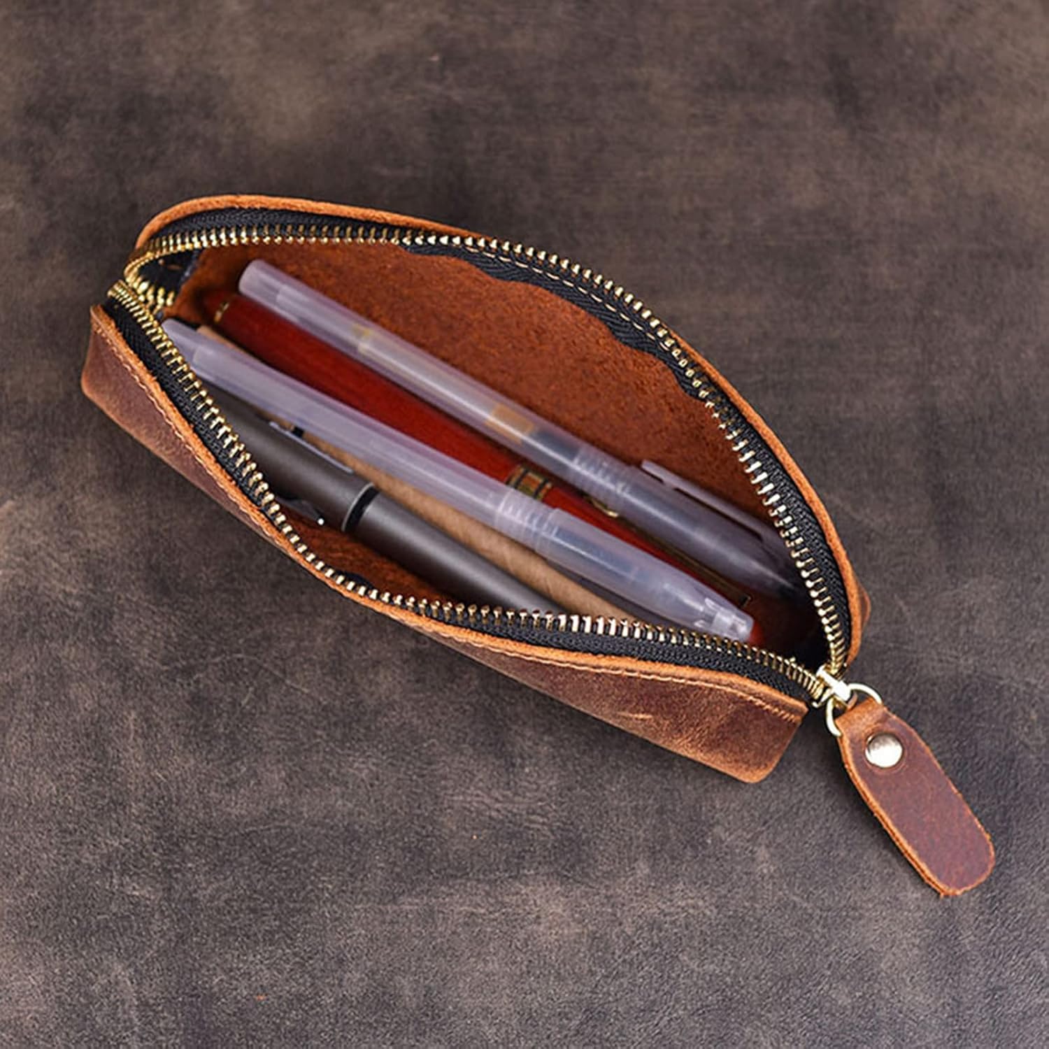 Trousse à Stylos Vintage en Cuir - Mini Pochette Pratique – Image 6