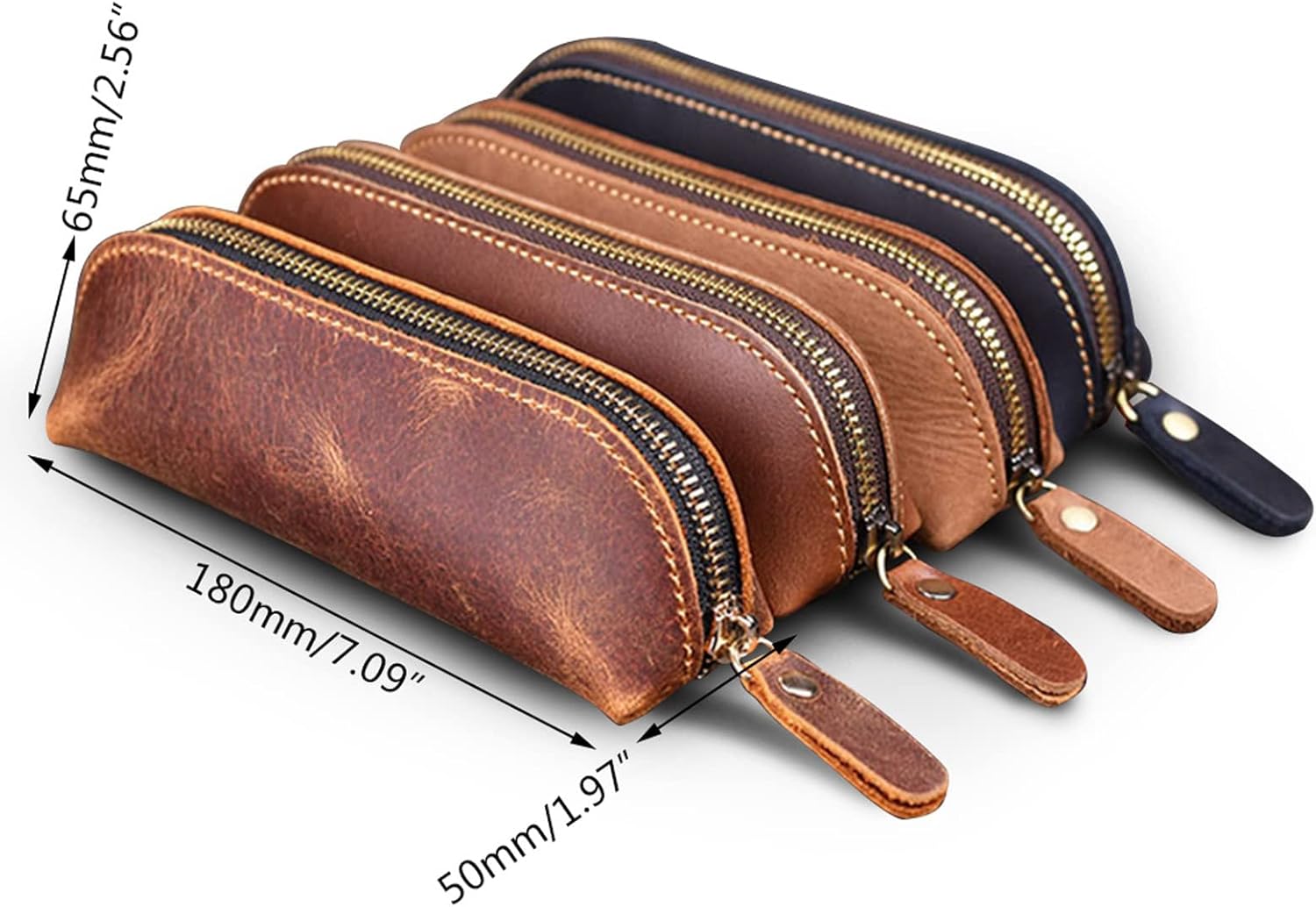 Trousse à Stylos Vintage en Cuir - Mini Pochette Pratique – Image 8