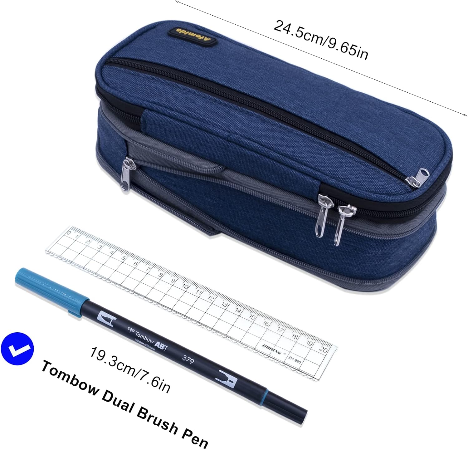 Trousse Scolaire Pliable Grande Capacité - Bleu – Image 5