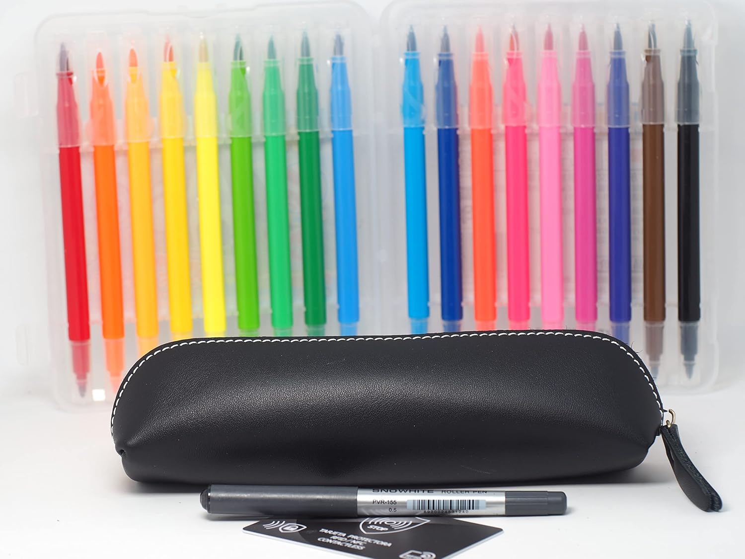 Trousse à Crayons en Cuir Noir Fait Main – Image 6