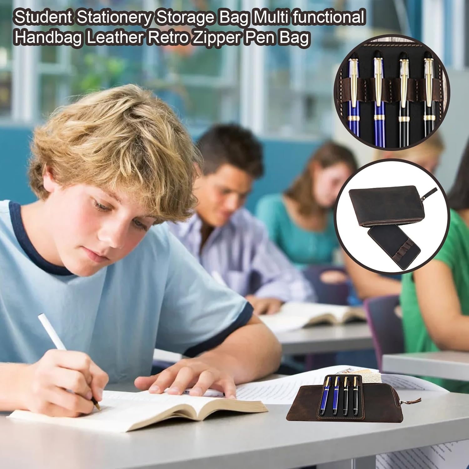 Étui en Cuir PU pour Stylo-Plume Café – Image 3